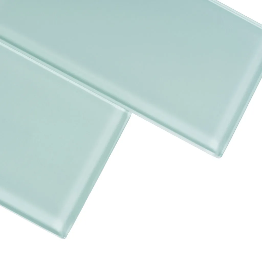 20 pack Blizzard Blue 3-in. x 12-in. Polished Glass Subway Floor and Wall Tile (5 Sq ft/case)