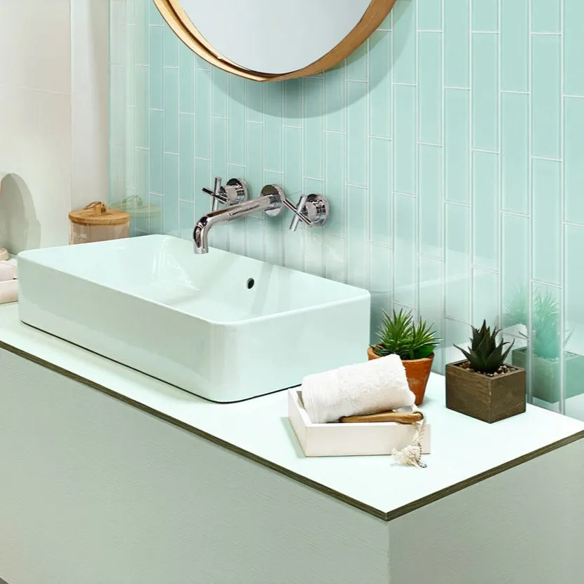 20 pack Blizzard Blue 3-in. x 12-in. Polished Glass Subway Floor and Wall Tile (5 Sq ft/case)