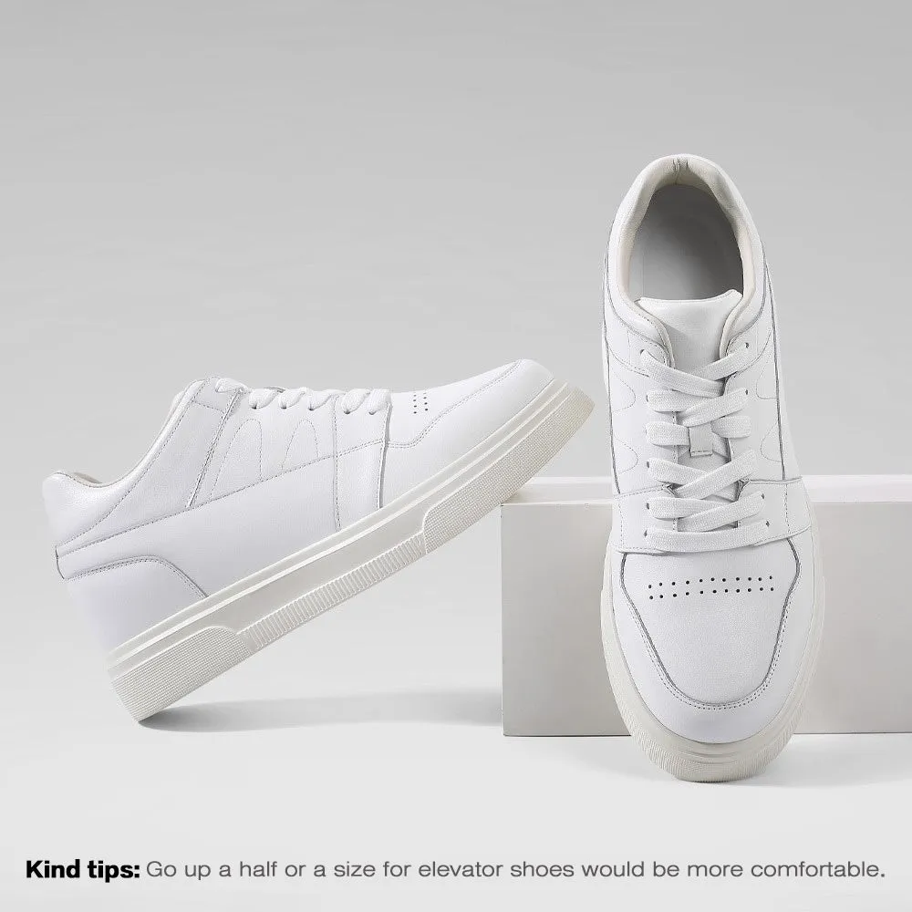 8 CM/3.15 Inches CMR CHAMARIPA Stylish White Leather Elevator Sneakers for Men