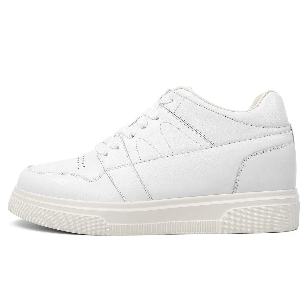 8 CM/3.15 Inches CMR CHAMARIPA Stylish White Leather Elevator Sneakers for Men