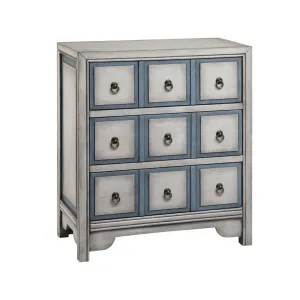 Adley Chest - Stylish 3-Drawer Apothecary Storage in Smokey White & Slate Blue - Chic Organization