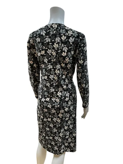 Anne Klein Black/Gray Leaves Dress Size Large