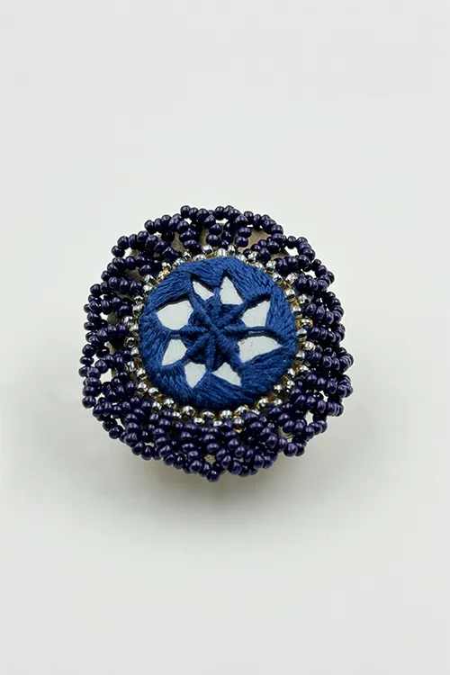 Antarang- Neel Ratan (Blue), Bead Jumki Ring,  100% Cotton. Hand Made By Divyang Rural Women.