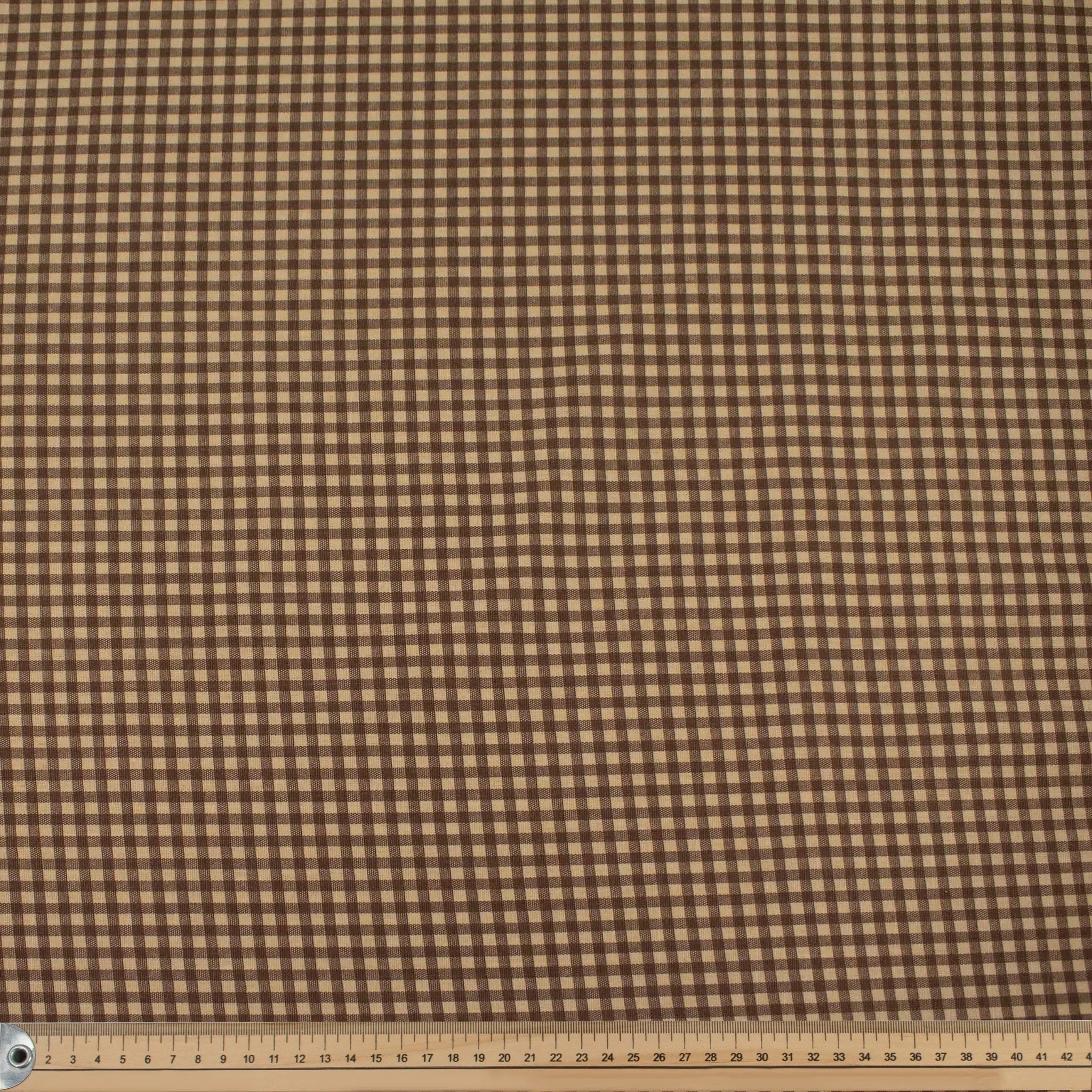 Beige Small Gingham Check Cotton Canvas Print