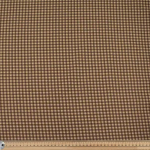 Beige Small Gingham Check Cotton Canvas Print