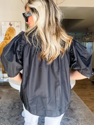 Black Blouse with Ruching