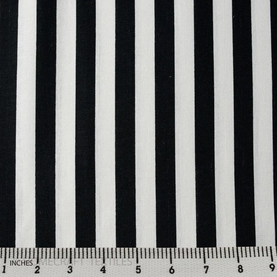 Black Candy Stripe Cotton Canvas Print