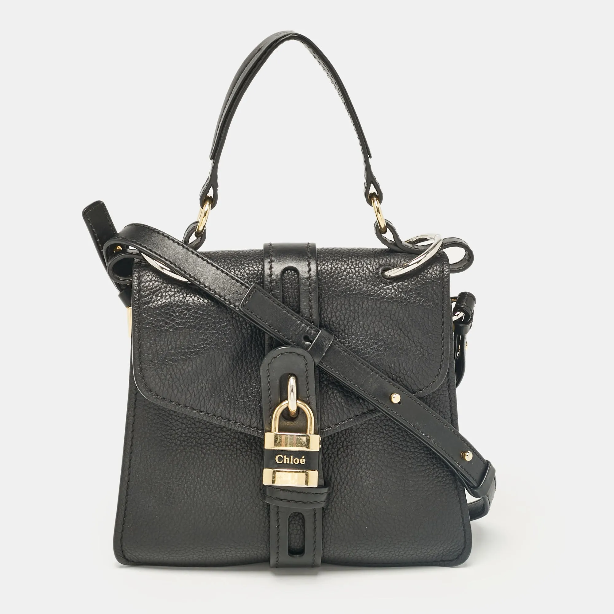 Black Leather Aby Day Top Handle Bag