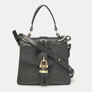 Black Leather Aby Day Top Handle Bag