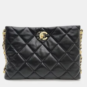 black Leather chain shoulder bag
