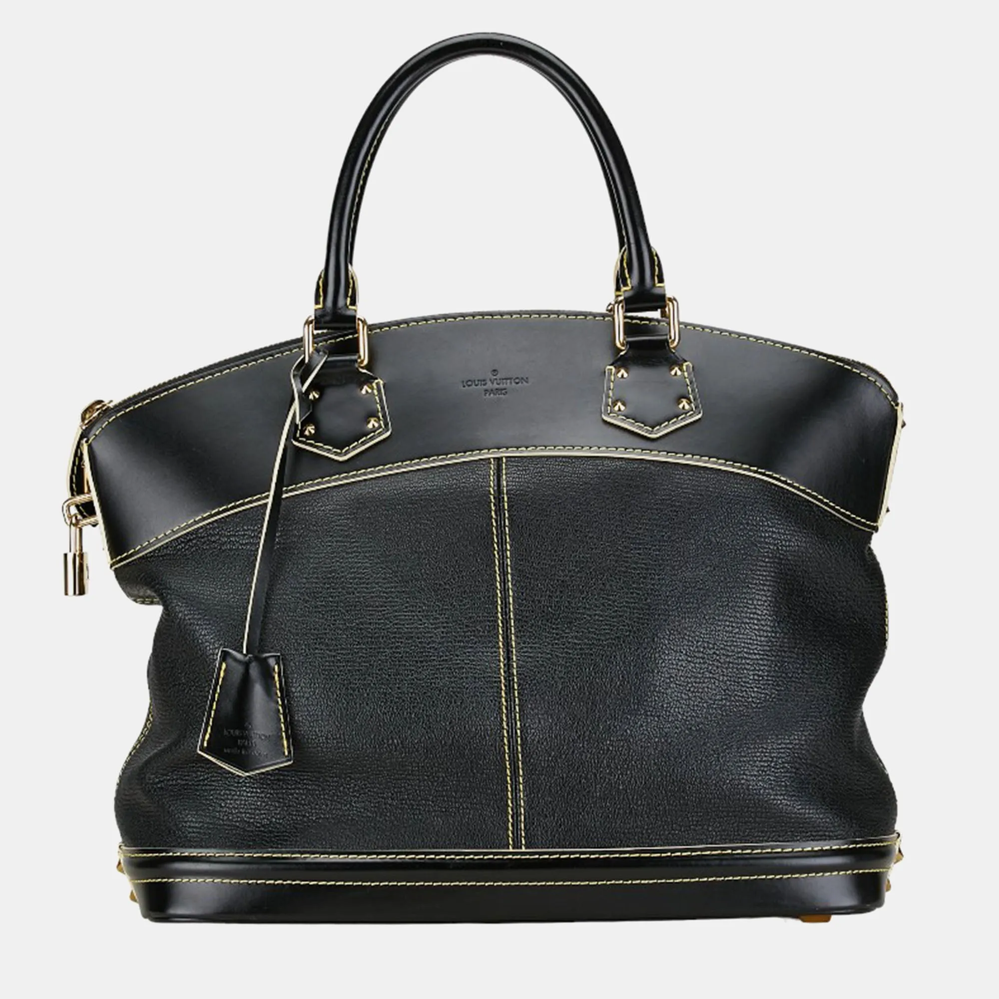 Black Leather Lockit MM Top Handle Bag