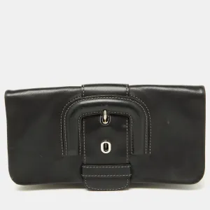 Black Leather Lucy Flap Clutch