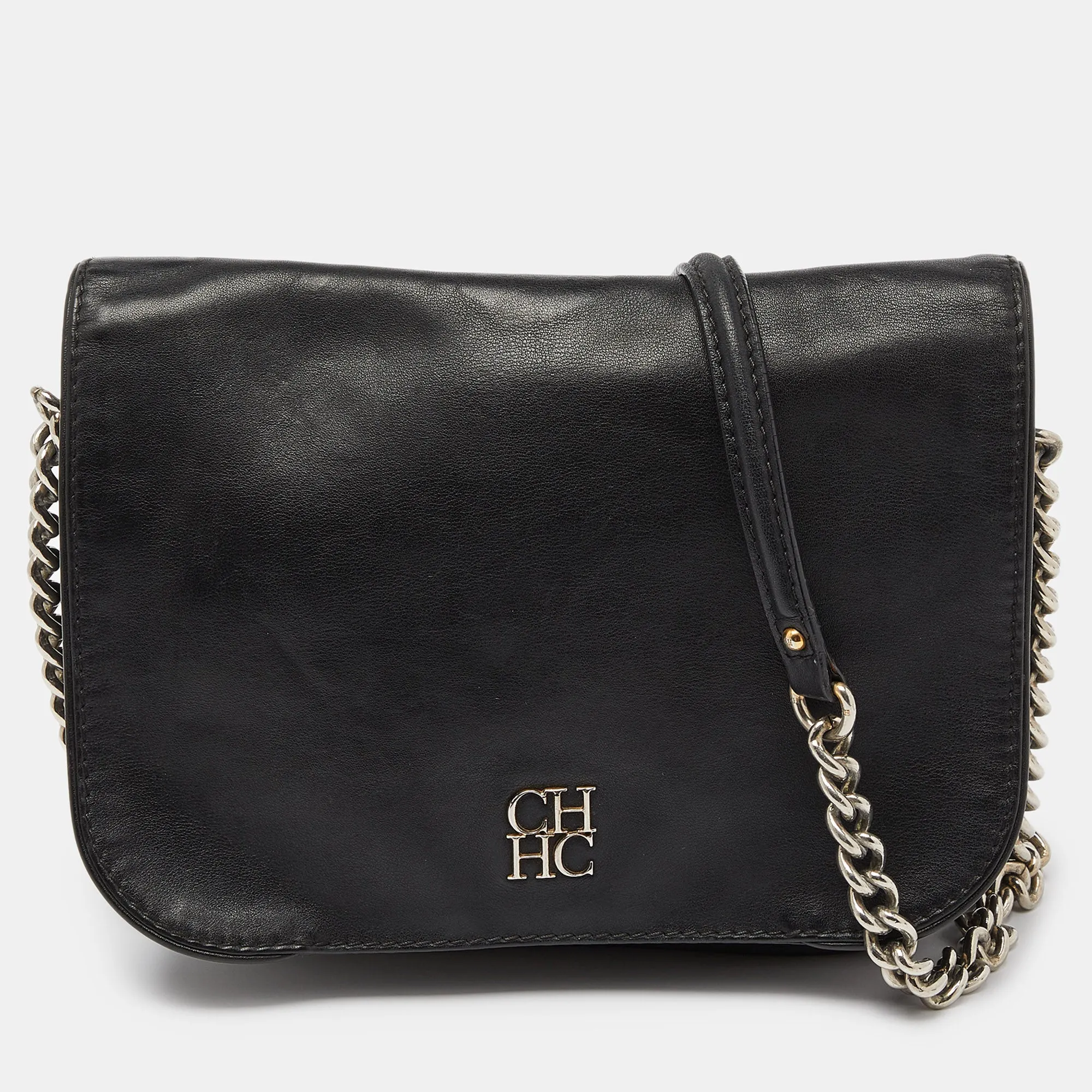 Black Leather New Baltazar Flap Shoulder Bag