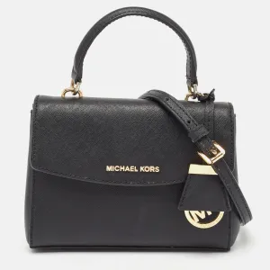 Black Saffiano Leather Extra Small Ava Top Handle Bag