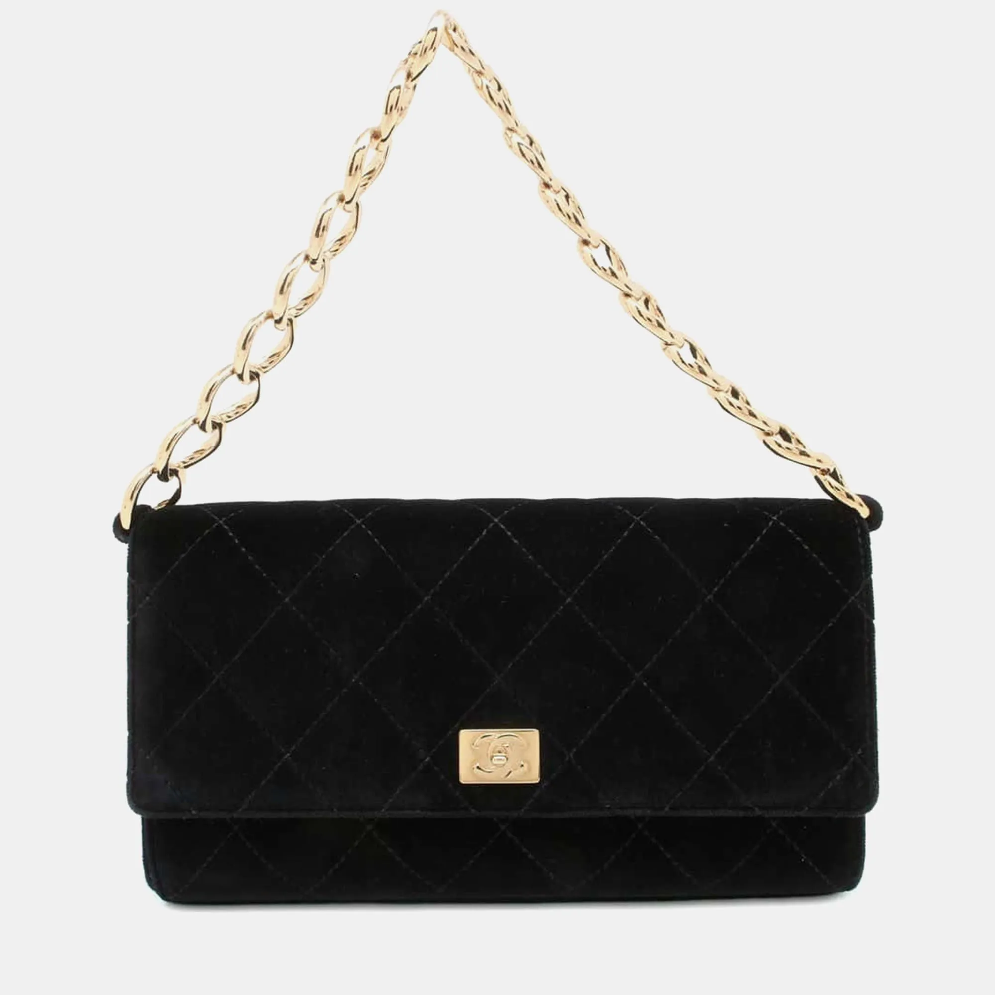 Black Velour Chain Bag