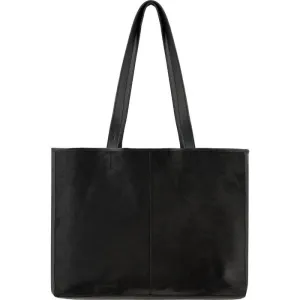 Brix   Bailey | Black Leather Hair On Hide | Horizontal Tote Bag