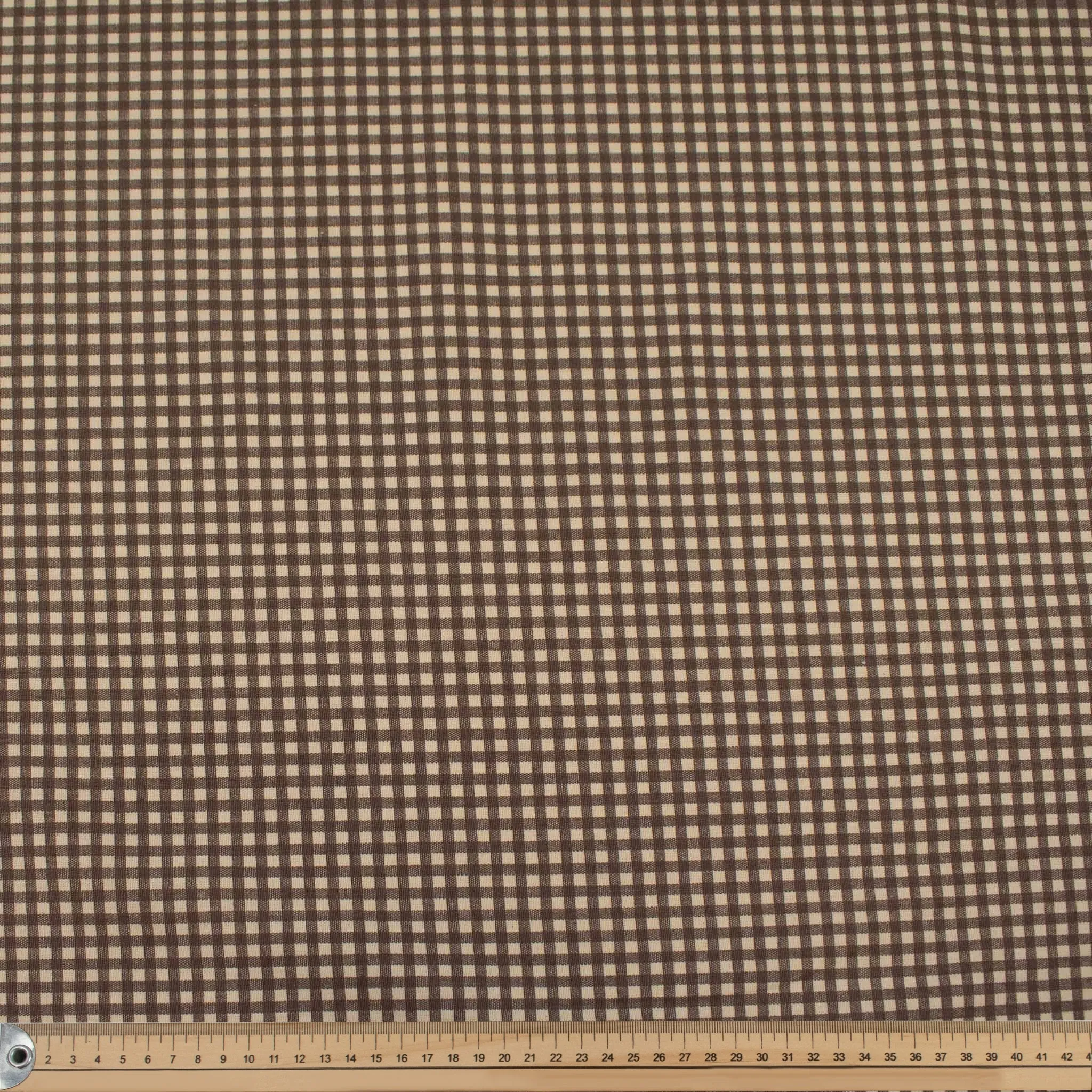 Brown Small Gingham Check Cotton Canvas Print