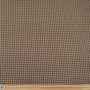 Brown Small Gingham Check Cotton Canvas Print