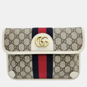 Brown/White GG Canvas Web Ophidia Belt Bag