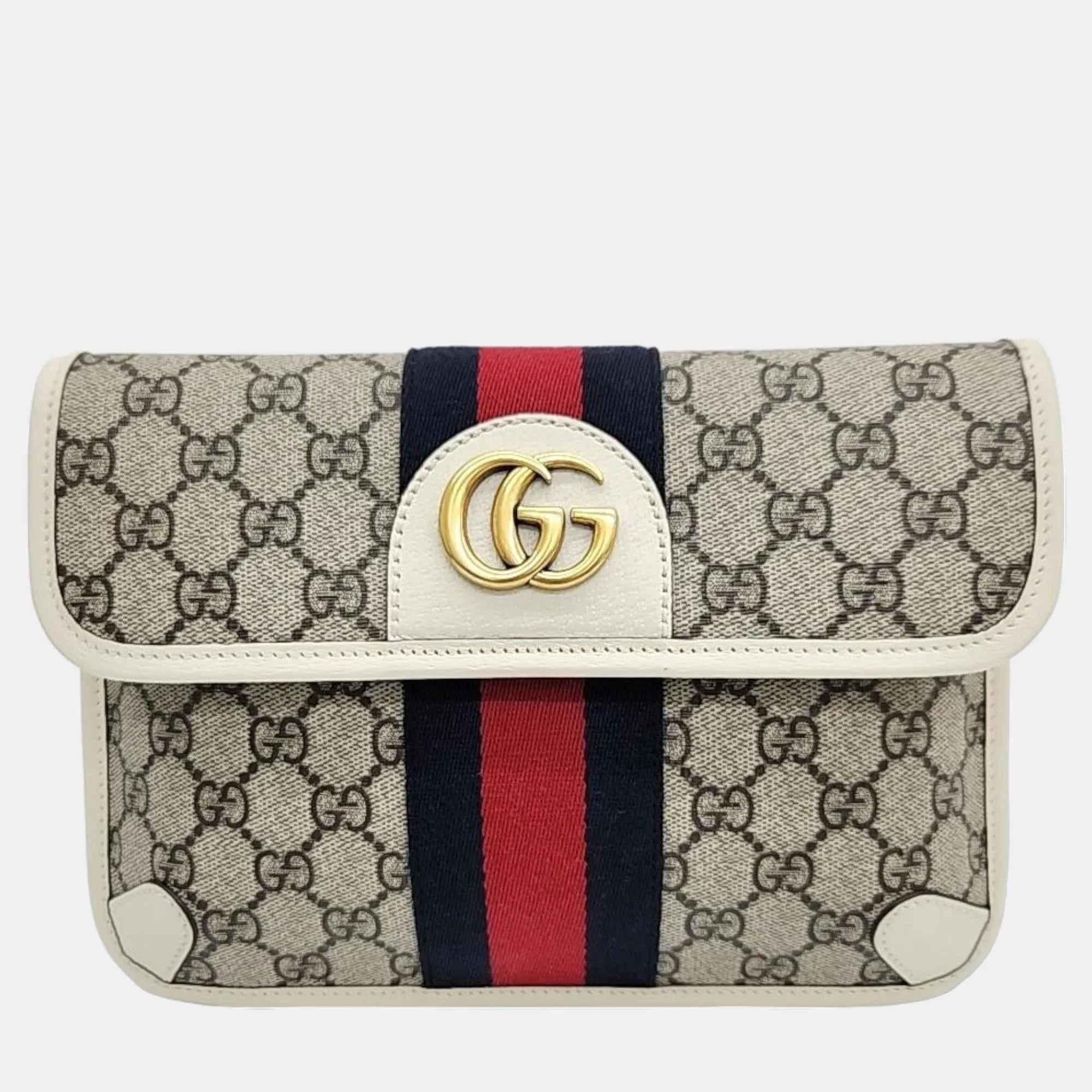 Brown/White GG Canvas Web Ophidia Belt Bag