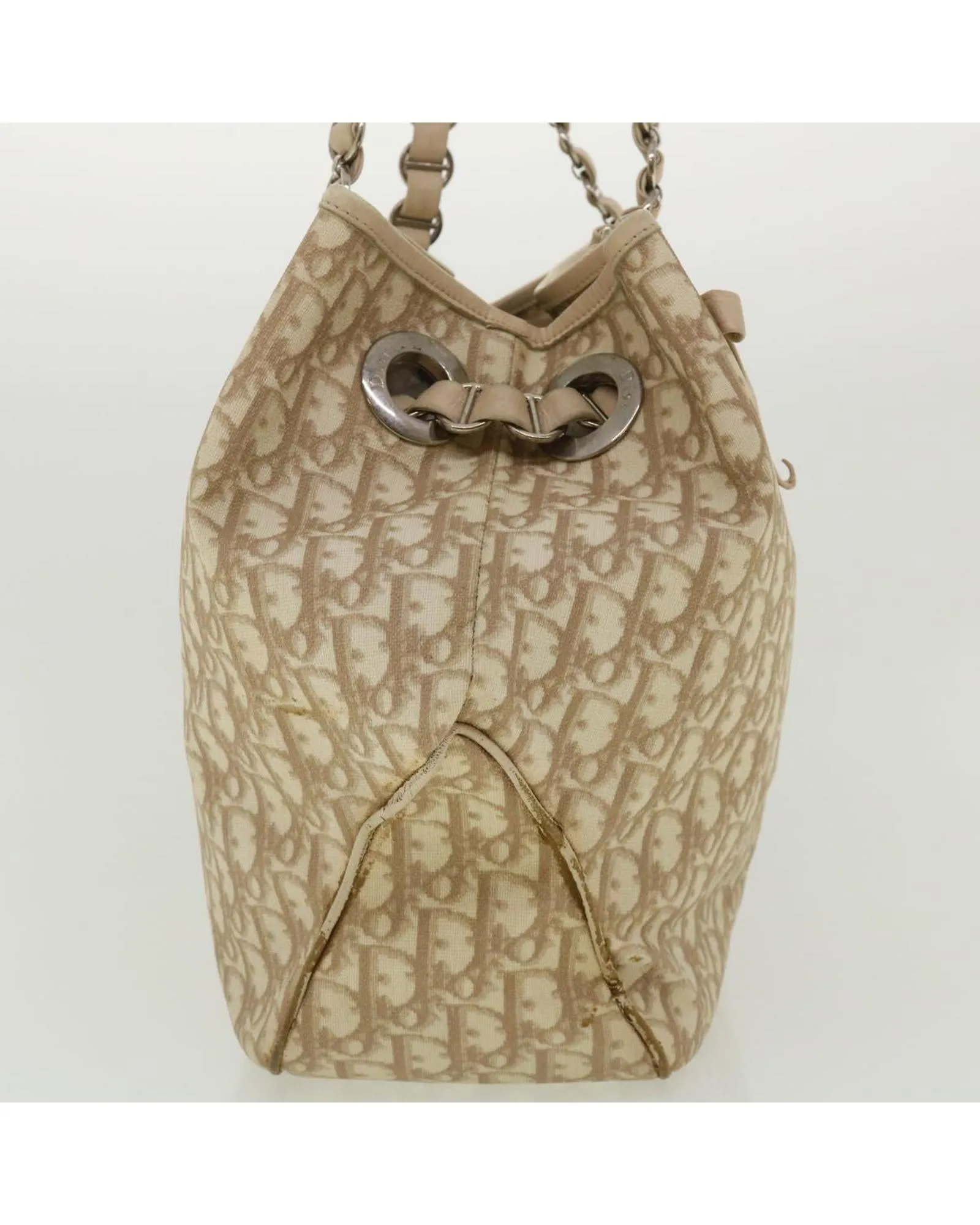 Christian Dior Diorissimo Tote Bag Beige Canvas Leather