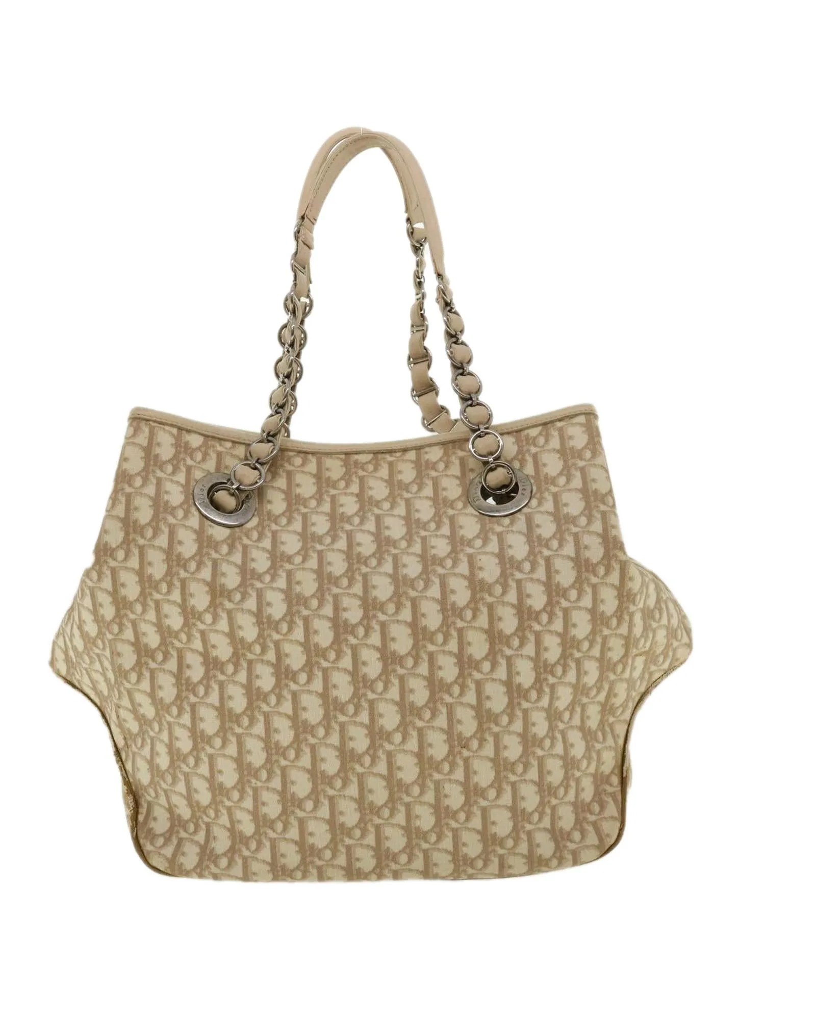 Christian Dior Diorissimo Tote Bag Beige Canvas Leather