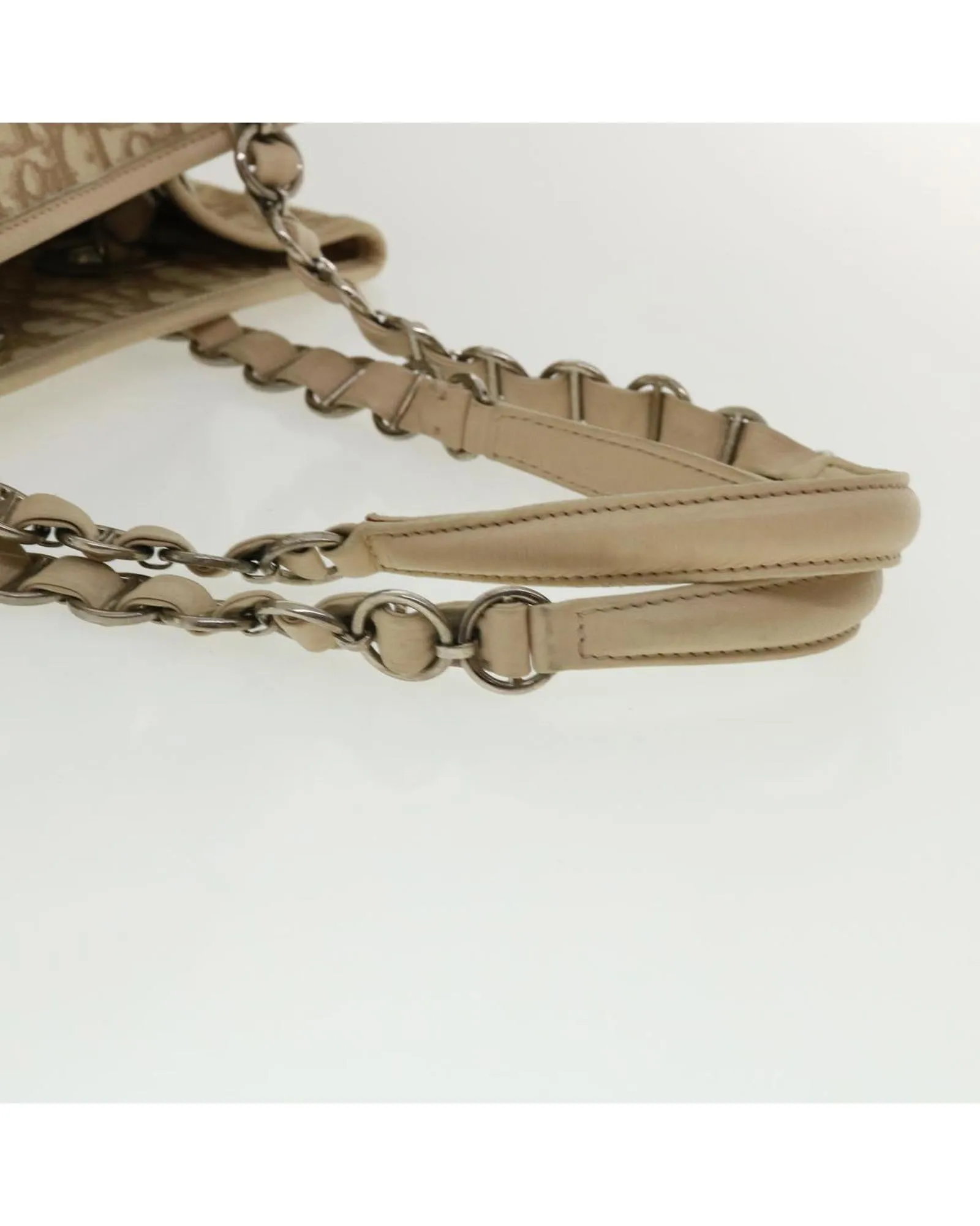 Christian Dior Diorissimo Tote Bag Beige Canvas Leather