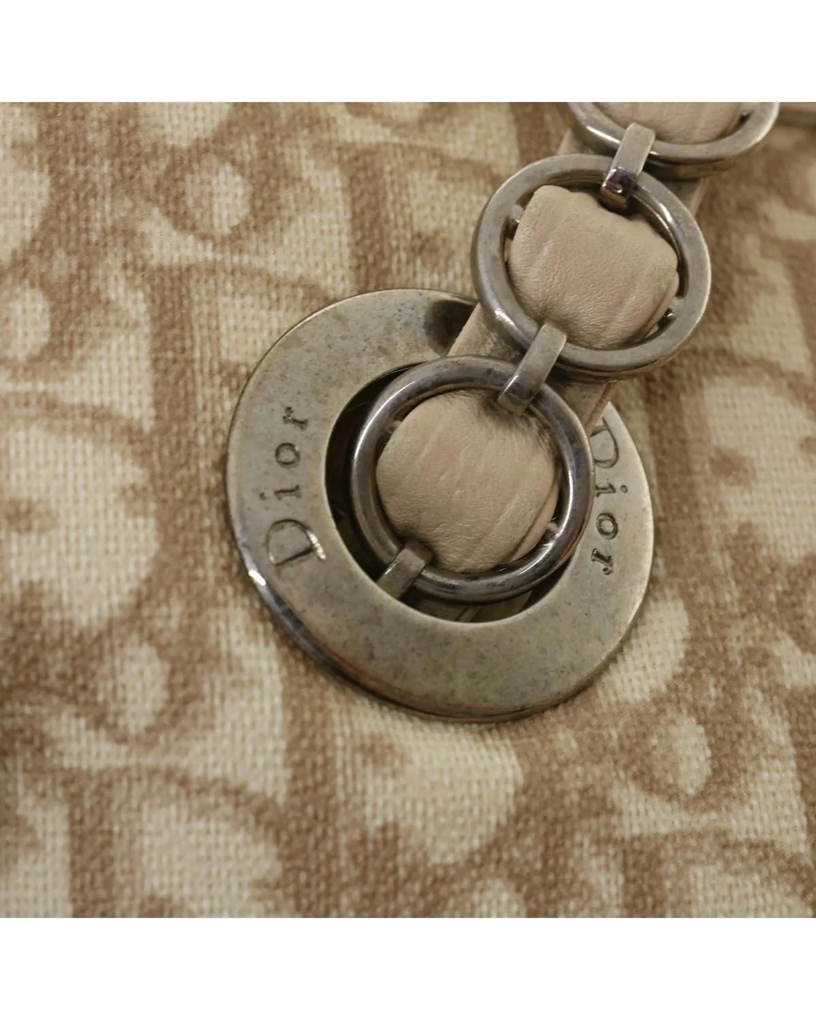Christian Dior Diorissimo Tote Bag Beige Canvas Leather