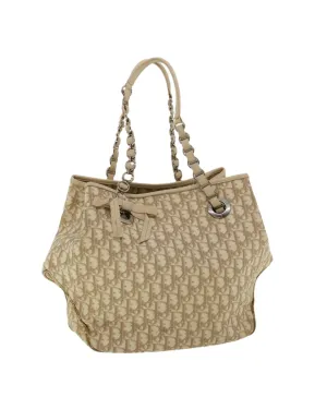 Christian Dior Diorissimo Tote Bag Beige Canvas Leather