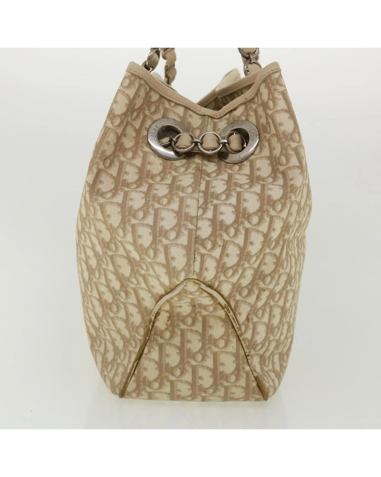 Christian Dior Diorissimo Tote Bag Beige Canvas Leather