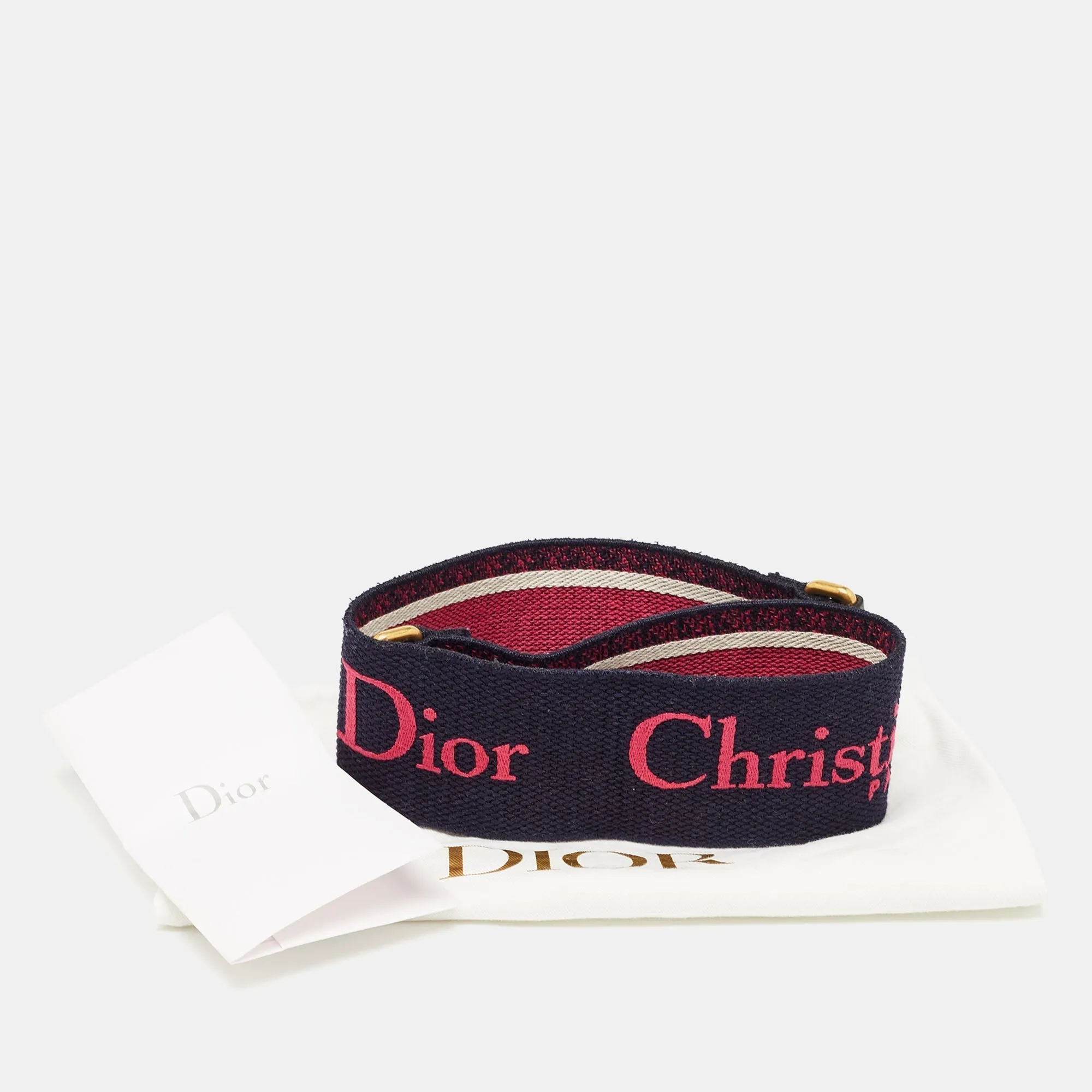 DIOR Navy Blue/Pink Canvas and Leather Shoulder Bag Strap