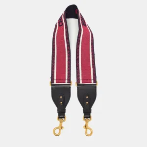 DIOR Navy Blue/Pink Canvas and Leather Shoulder Bag Strap