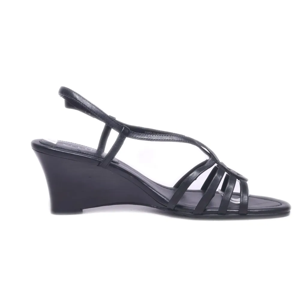 Ecco Wedge Sandals Leather Black Colour For Women