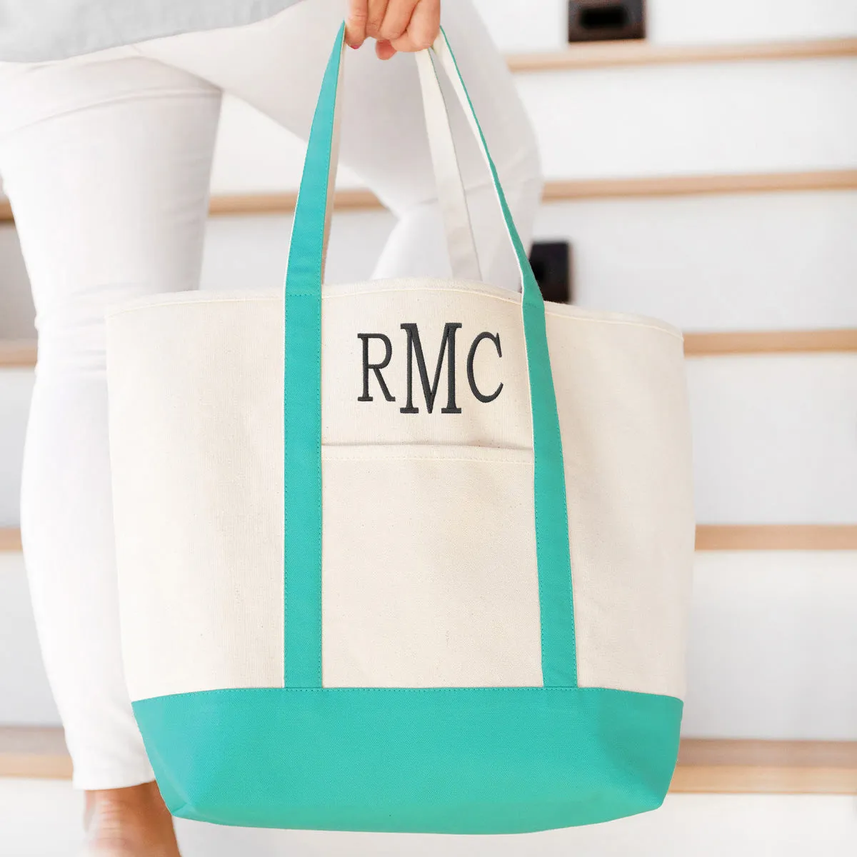 Everyday Canvas Tote Bag in Black, Mint, Hot Pink and Navy
