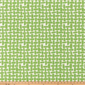 Farley Courtyard Green Slub Linen White Fabric By Premier Prints