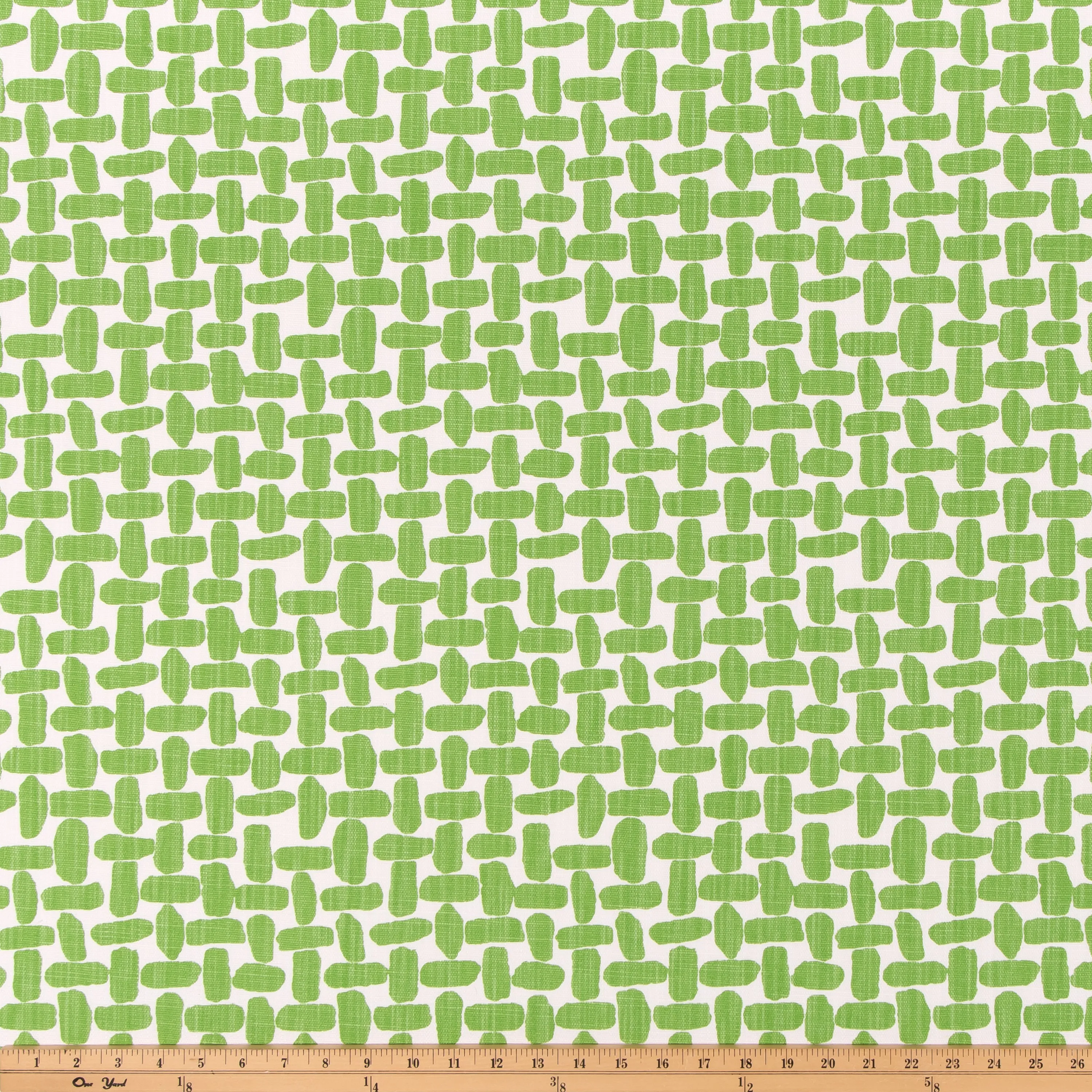 Farley Courtyard Green Slub Linen White Fabric By Premier Prints