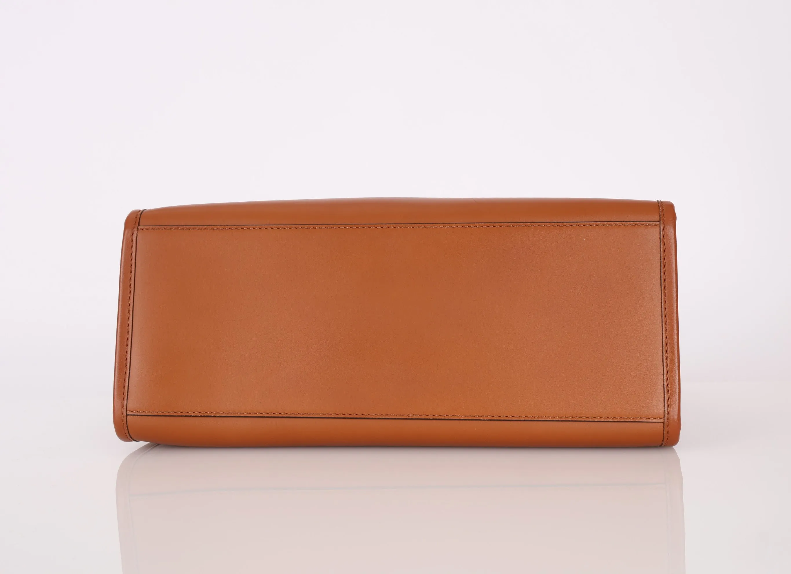 Fendi Sunshine Leather Medium Tan Tortoise Handle Tote Bag