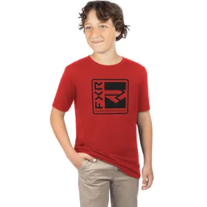 FXR  Boys Broadcast Premium T-Shirt Tee Short Sleeve Cotton Red Heather Black