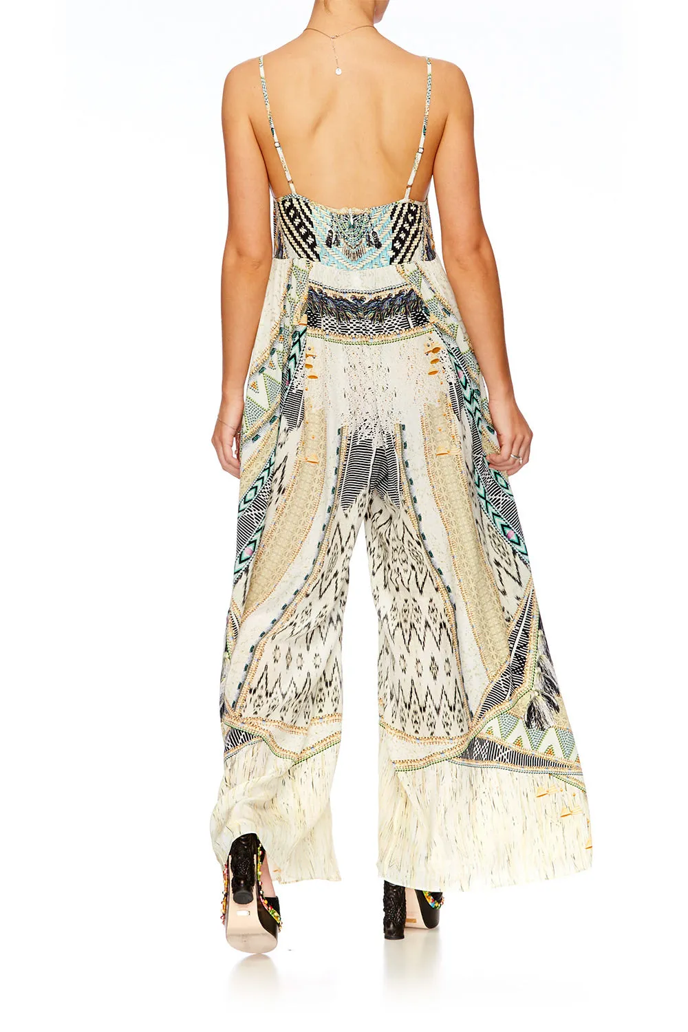 GATHERED WIDE LEG JUMPSUIT WEAVE ON
