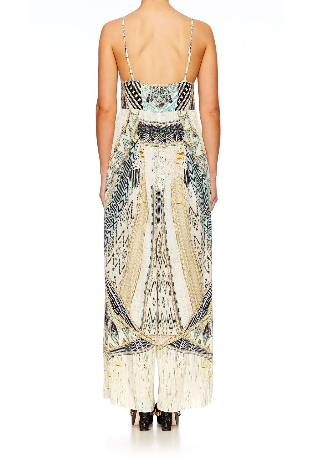 GATHERED WIDE LEG JUMPSUIT WEAVE ON