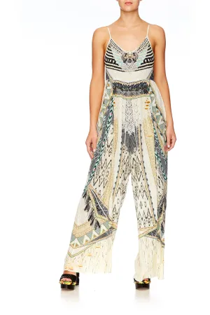 GATHERED WIDE LEG JUMPSUIT WEAVE ON