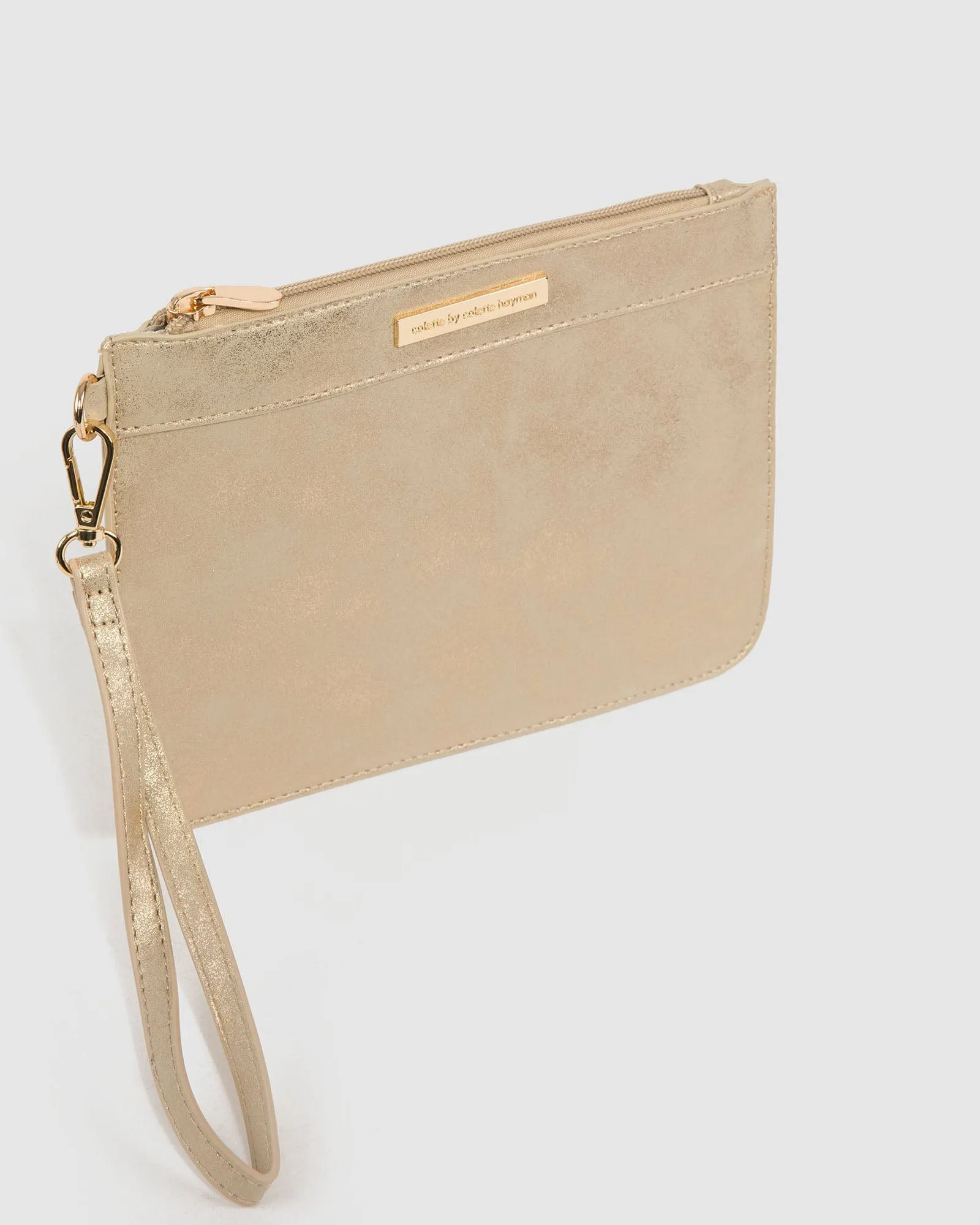 Gold Tia Wristlet Clutch Bag