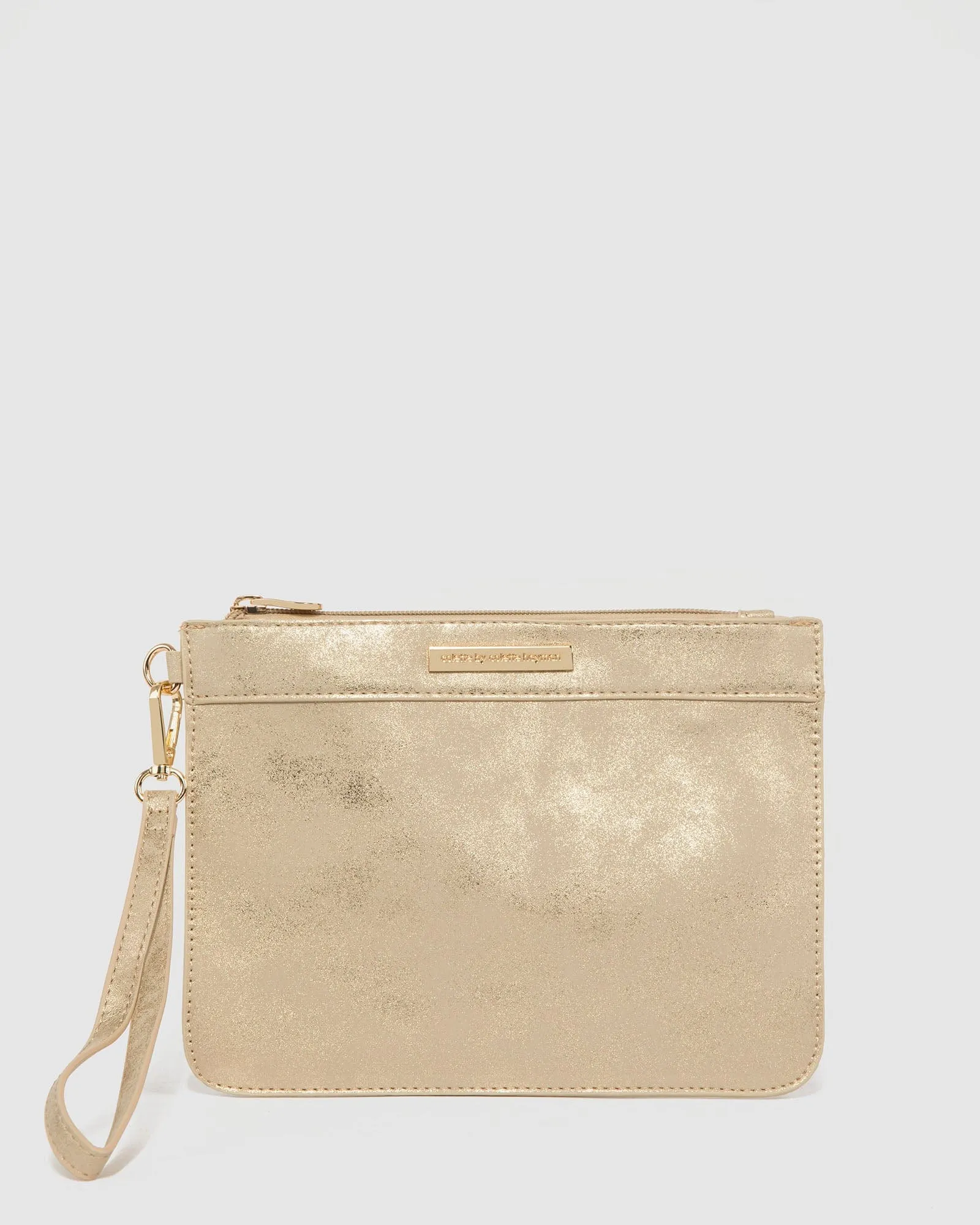 Gold Tia Wristlet Clutch Bag