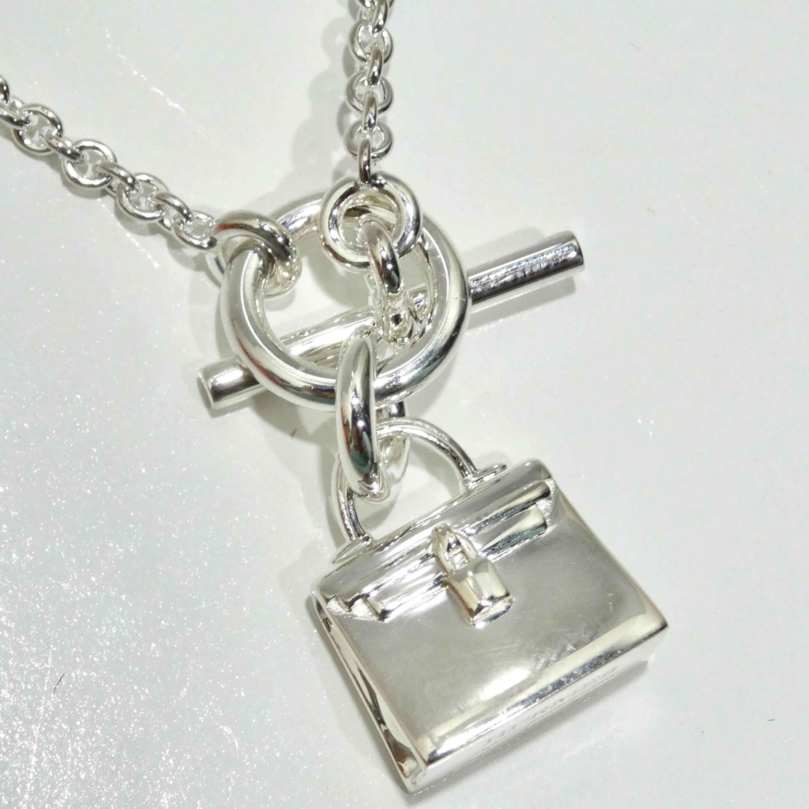 Hermes Amulet 925 Silver Kelly Pendant Necklace