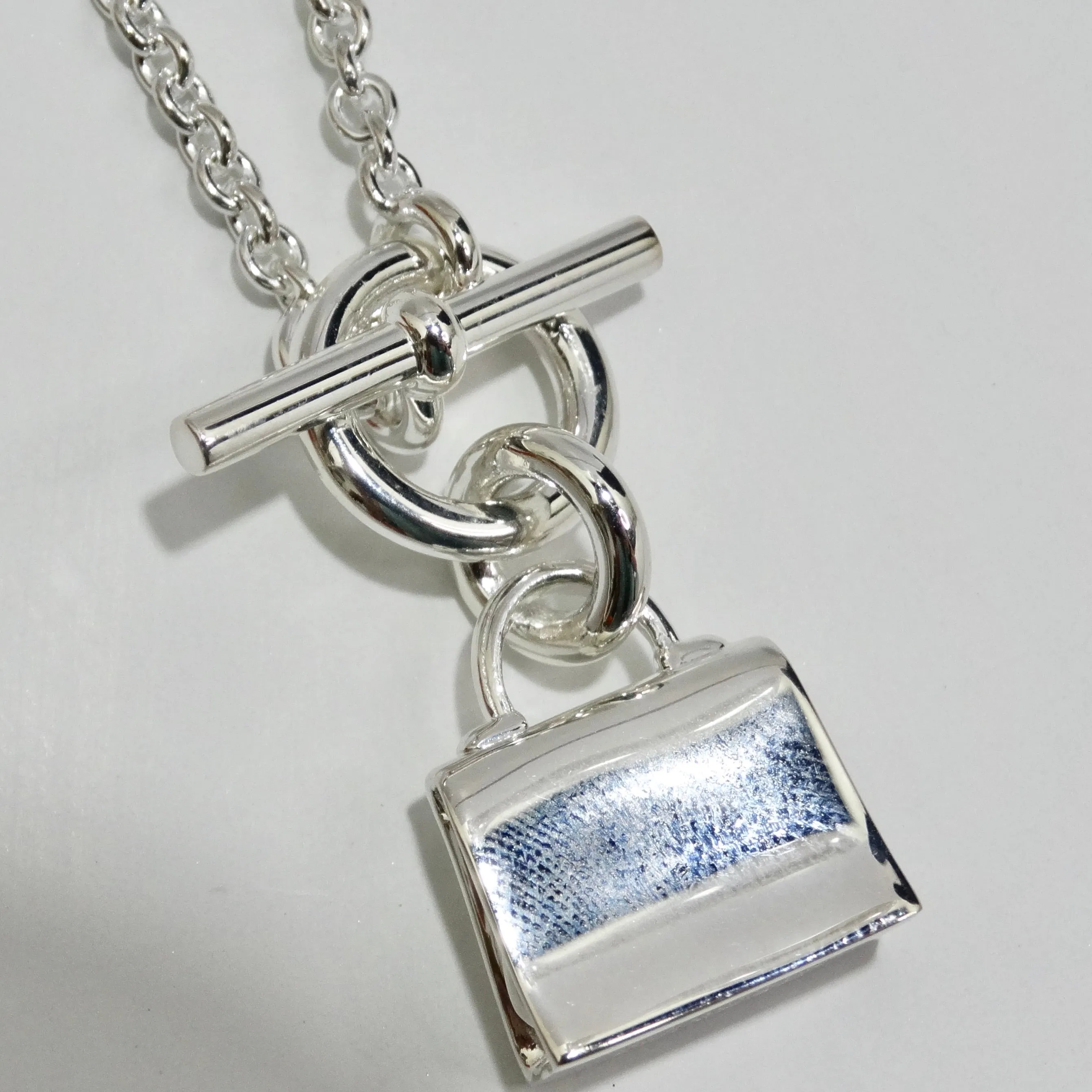 Hermes Amulet 925 Silver Kelly Pendant Necklace