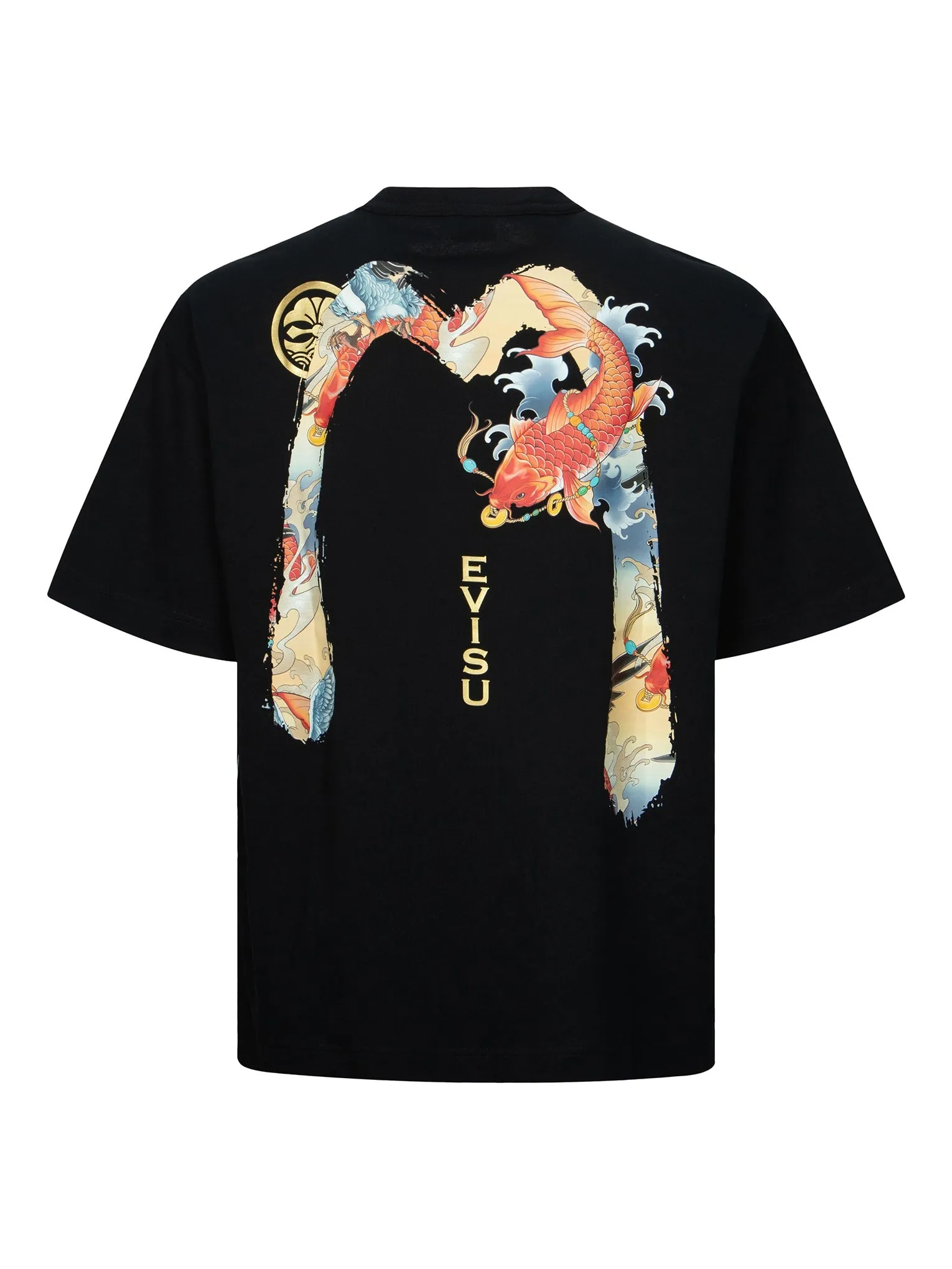 Koi and Seagull Brushstroke Daicock Digital Print Loose Fit T-shirt