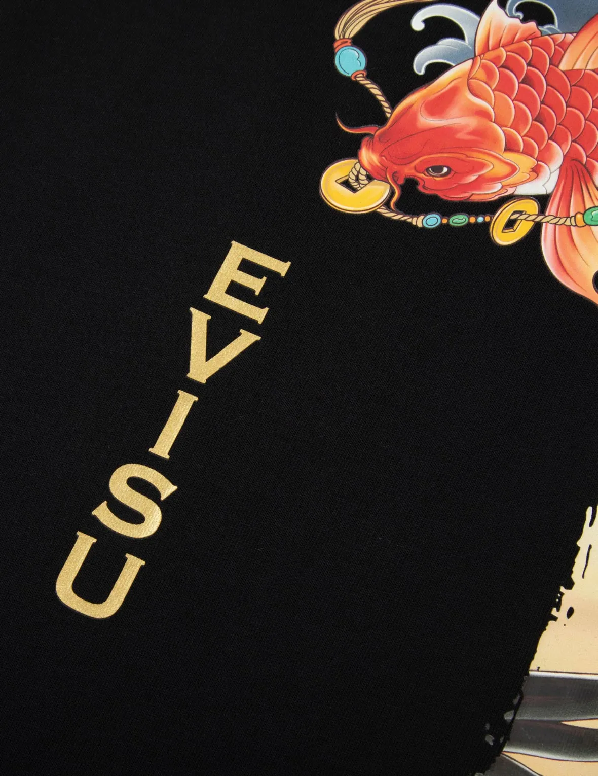 Koi and Seagull Brushstroke Daicock Digital Print Loose Fit T-shirt
