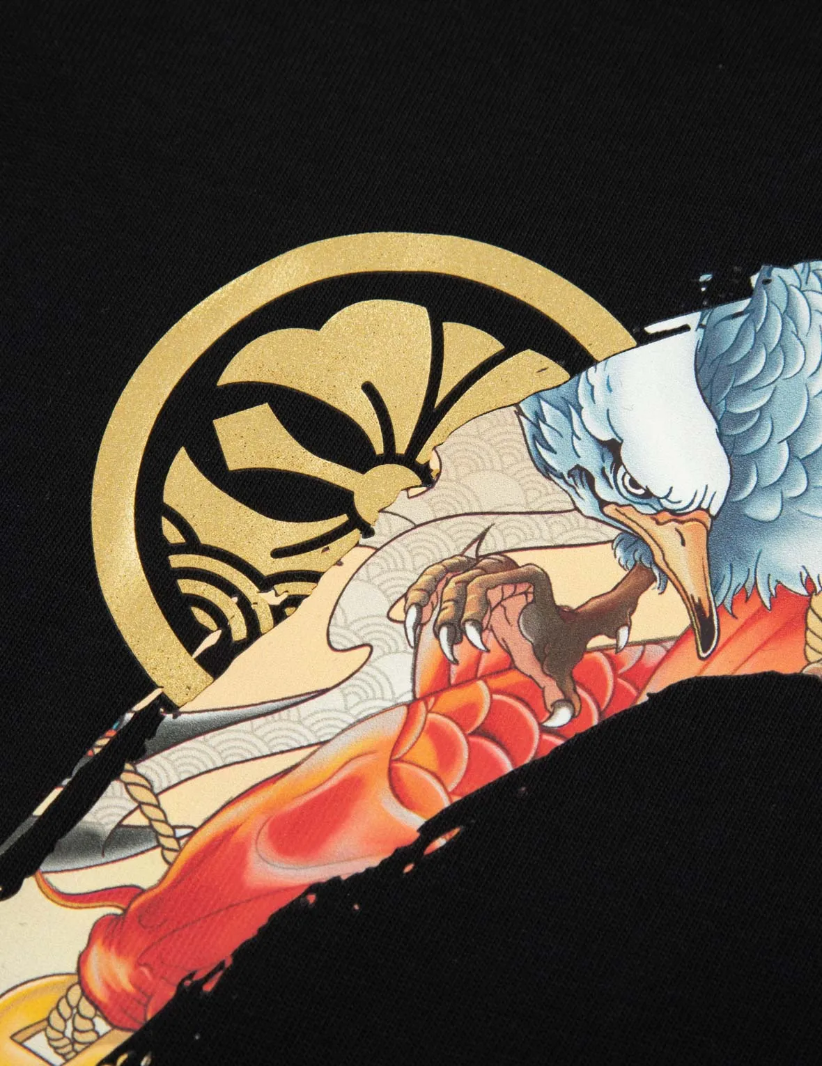 Koi and Seagull Brushstroke Daicock Digital Print Loose Fit T-shirt