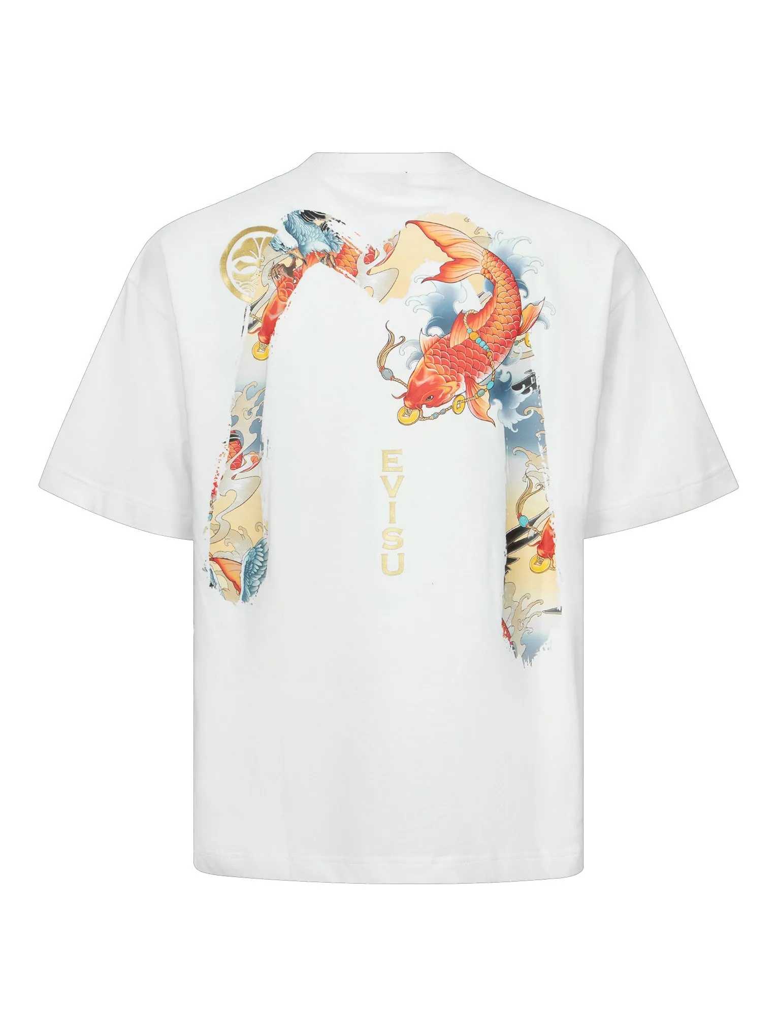 Koi and Seagull Brushstroke Daicock Digital Print Loose Fit T-shirt