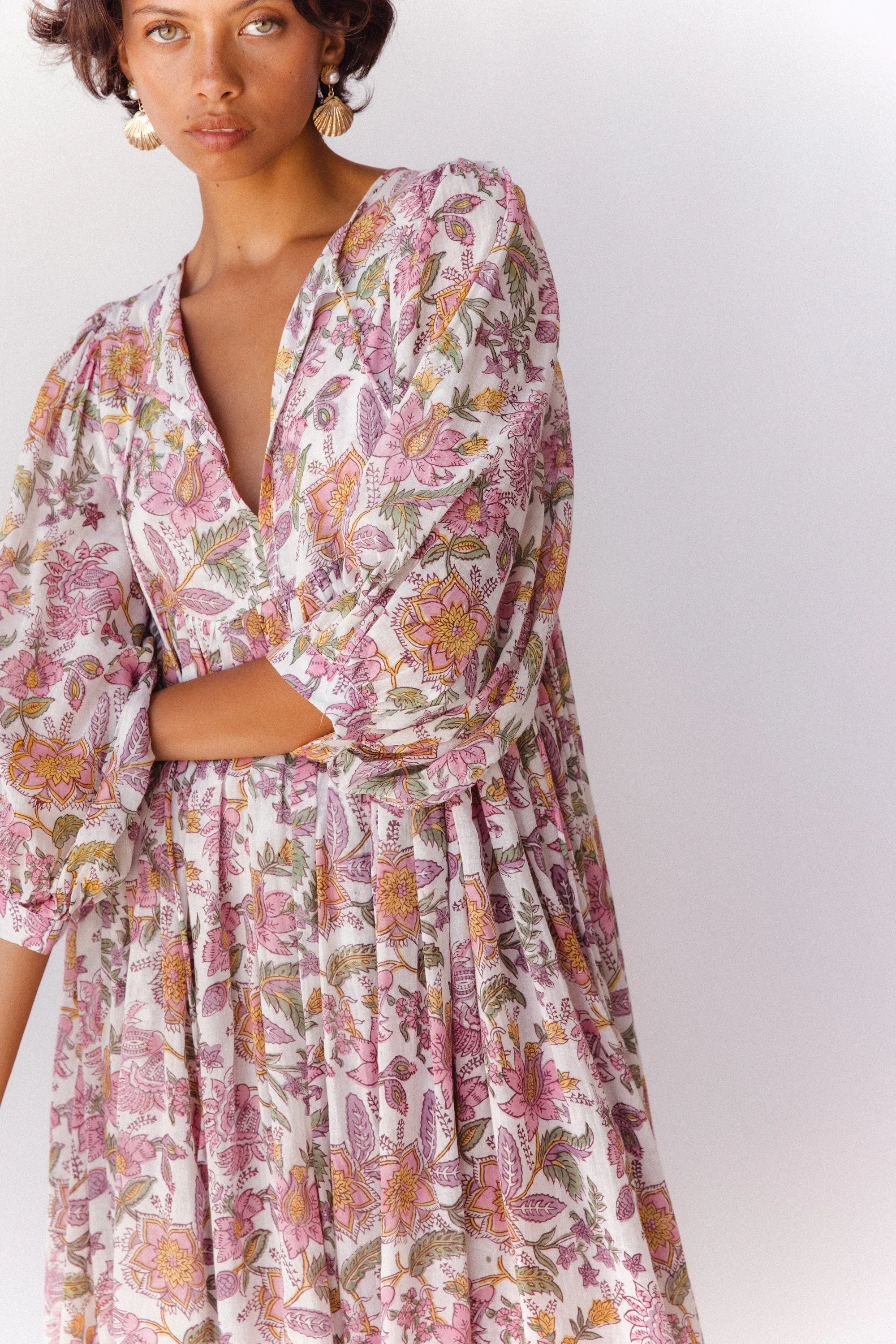 Kyra Midi Dress ~ Fuchsia Bloom